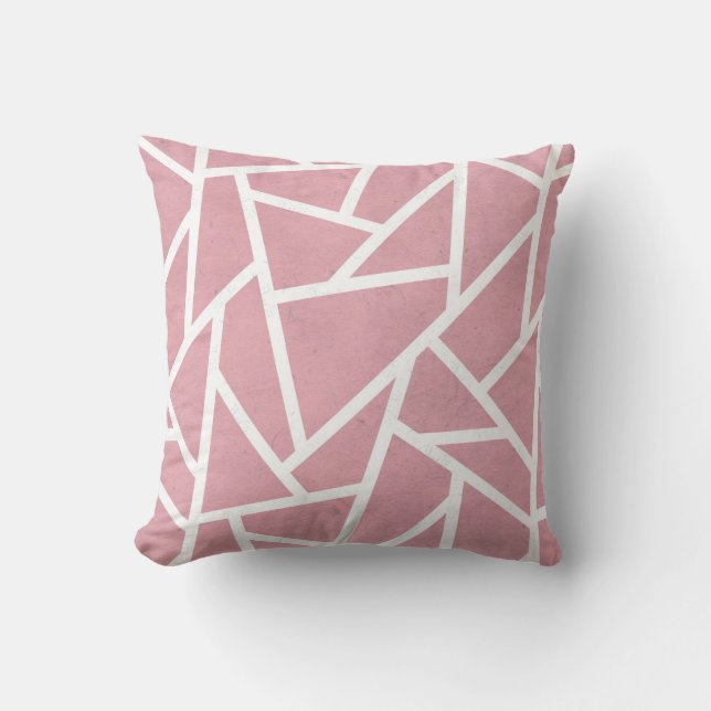 Coussin Motif en mosaïque corail et blanc (Recto)