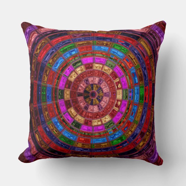 Coussin Motif en mosaïque de verre coloré (Recto)