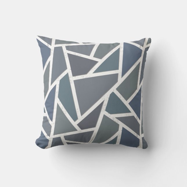 Coussin Motif en mosaïque gris bleu (Recto)