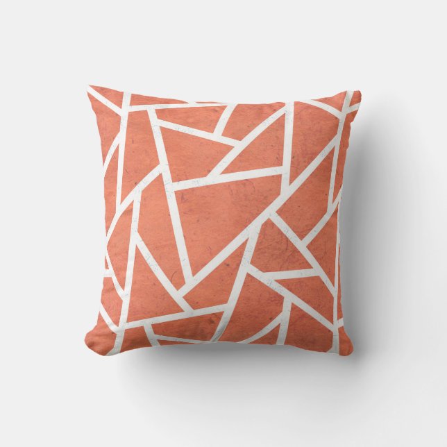 Coussin Motif en mosaïque orange mandarin (Recto)