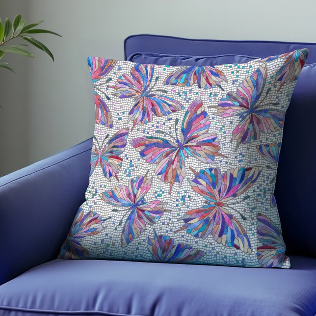 Coussin Motif en mosaïque papillon - pastels (Créateur téléchargé)