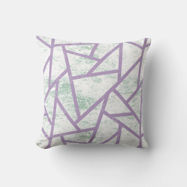 Coussin Motif en mosaïque vert clair et lavande (Recto)