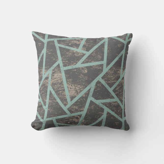 Coussin Motif en mosaïque vert pâle et gris (Recto)