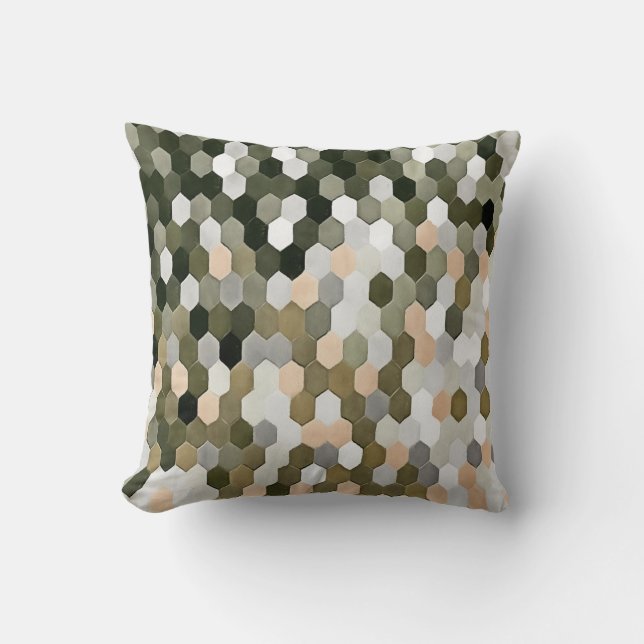 Coussin Motif en nid d'abeille dans des nuances de gris et (Recto)