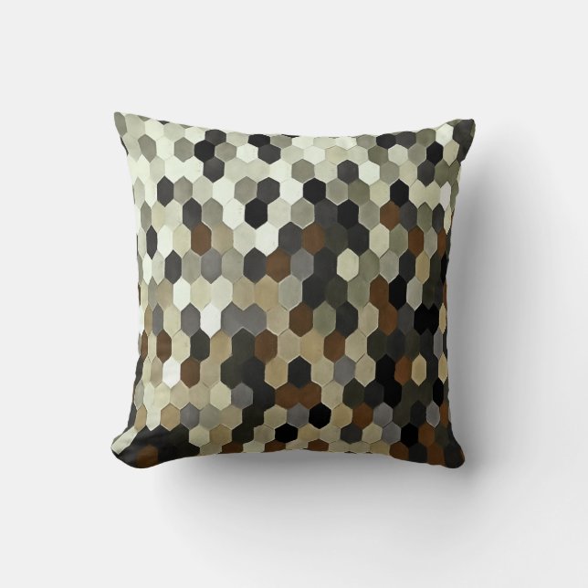 Coussin Motif en nid d'abeille dans des tons neutres (Recto)