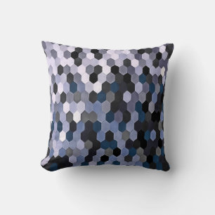 Coussin Motif en nid d'abeille en gris et bleu hivernal