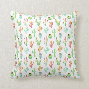 Coussin Motif en pastel d'aquarelle de cactus