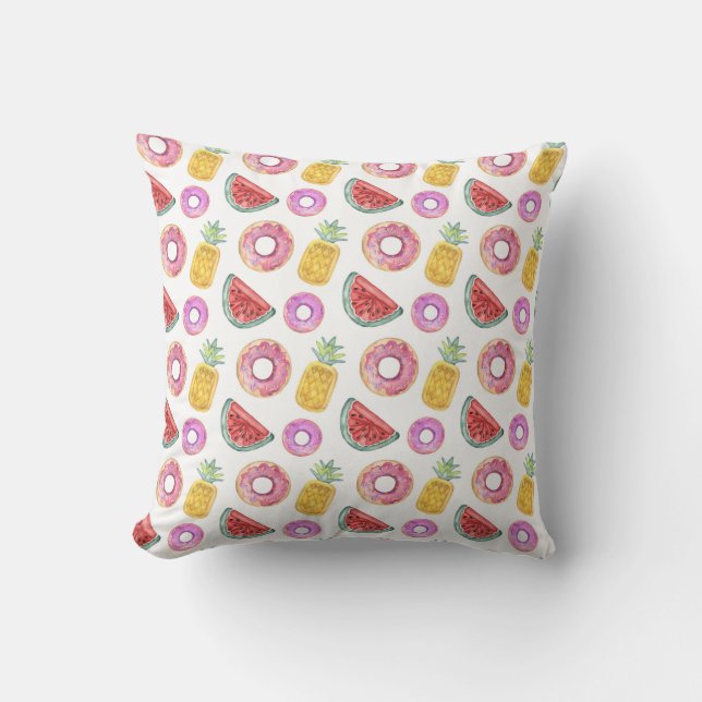 Coussin Motif en pastel de flotteur de piscine d'aquarelle (Recto)