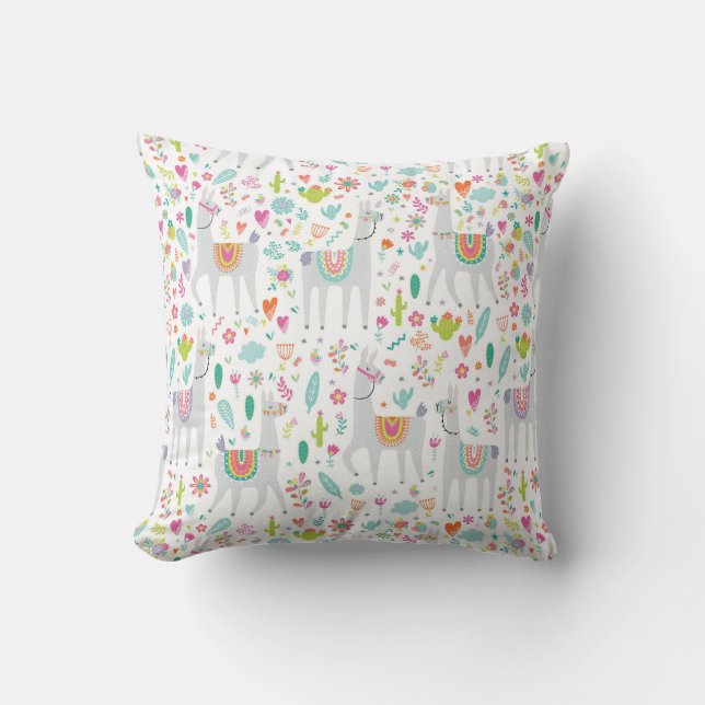 Coussin Motif en pastel mignon de lama (Recto)