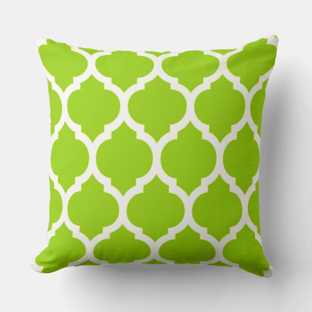 Coussin Motif en quadrilobe à treillis marocain vert agrum (Recto)