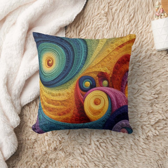 Coussin Motif en spirale abstrait Texture de tourbillon 3D (Couverture)