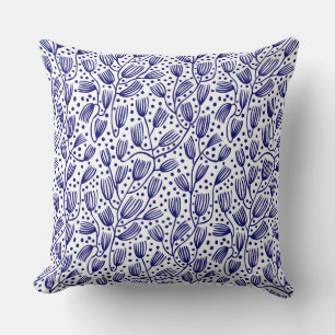 Coussin Motif en tissu d'écorce - Marine noire sur blanc
