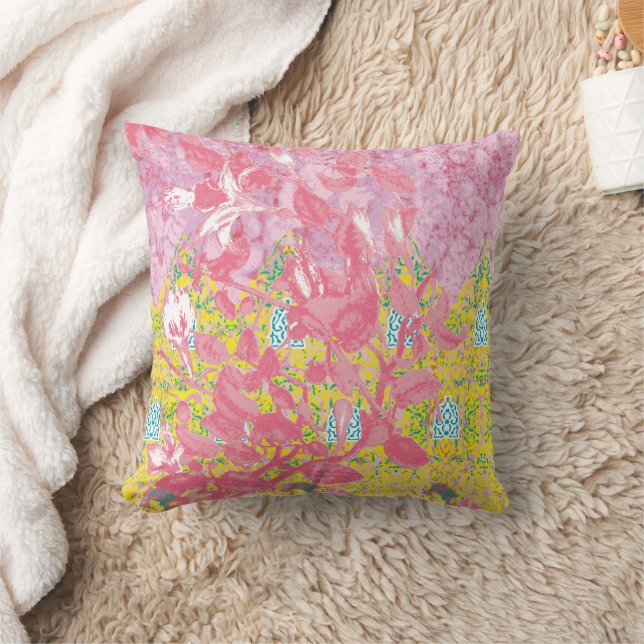 Coussin Motif en tissu dynamique avec rose, jaune et (Couverture)