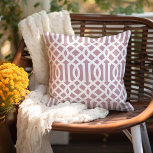 Coussin Motif en treillis mauve et blanc