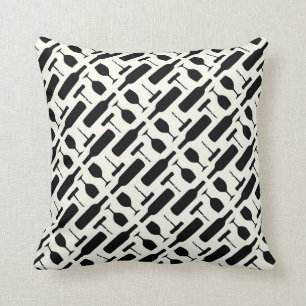 Coussin Motif en verre de tire-bouchon de bouteille de vin