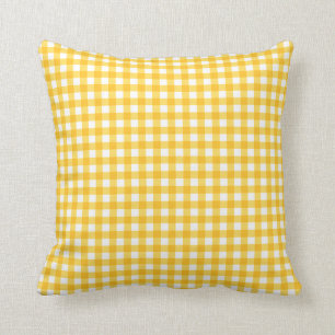 Coussin Motif En vichy jaune et blanc