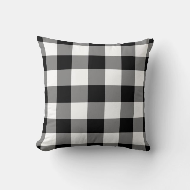 Coussin Motif En vichy noir et blanc (Recto)