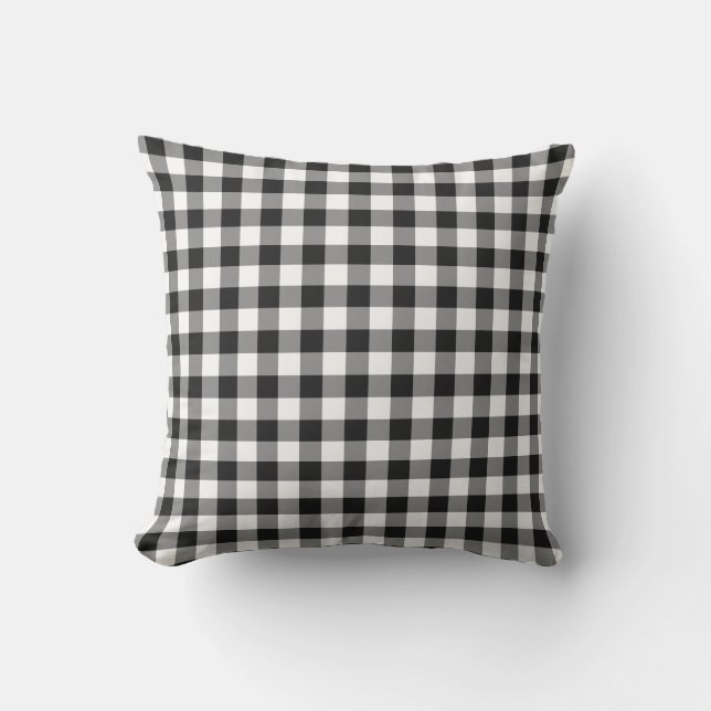 Coussin Motif En vichy noir et blanc À damiers (Recto)
