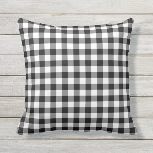 Coussin Motif En vichy noir et blanc À damiers