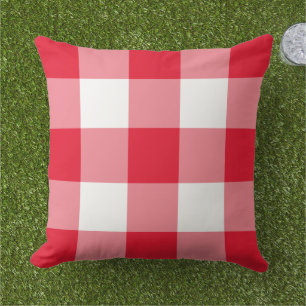 Coussin Motif En vichy plaid rouge et blanc
