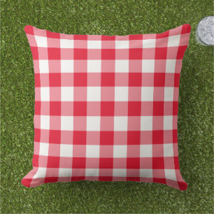 Coussin Motif En vichy plaid rouge et blanc