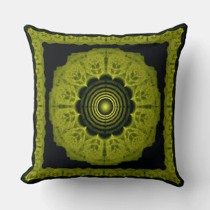Coussin Motif encadré de fractale orange vif