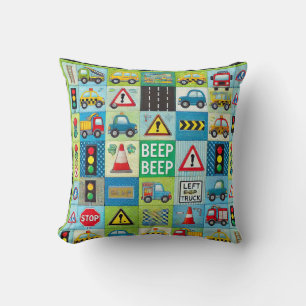 Coussin 🚗🚚 Motif Enfants Voitures & Camions Cadeau Déco 