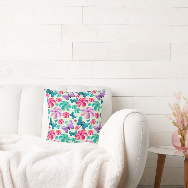 Coussin Motif esthétique papillon et fleur  (Canapé)