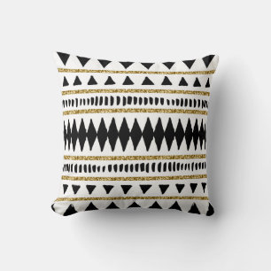 Coussin Motif ethnique Black Gold Parties scintillant