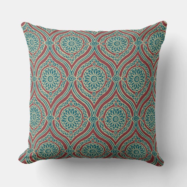 Coussin Motif ethnique chic d'Ogee dans marron, Teal et le (Recto)