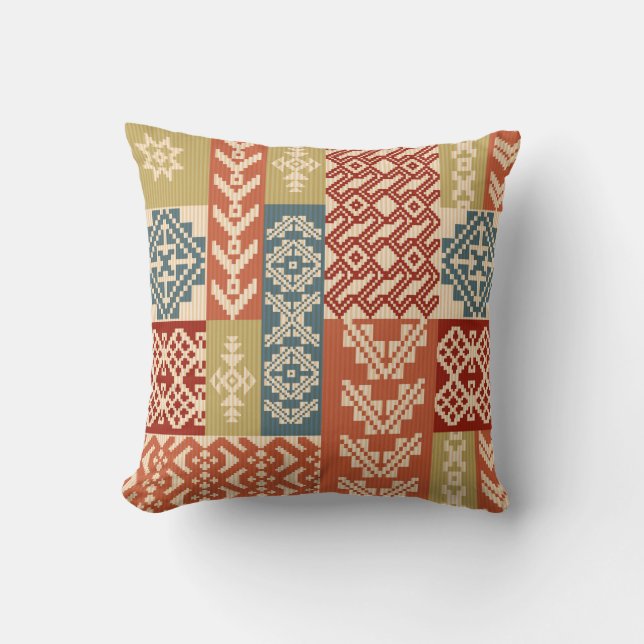 Coussin Motif ethnique décoratif géométrique (Recto)