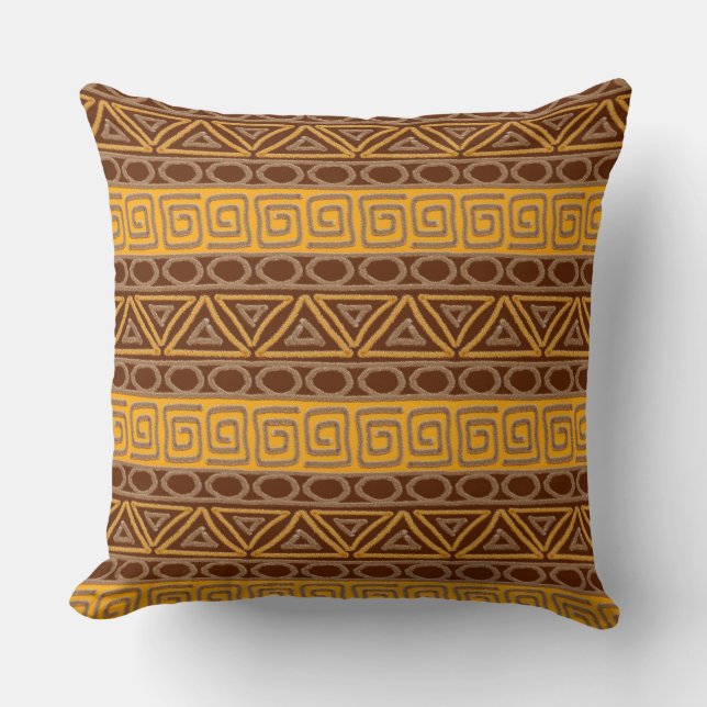 Coussin motif ethnique tiré par la main africain (Recto)