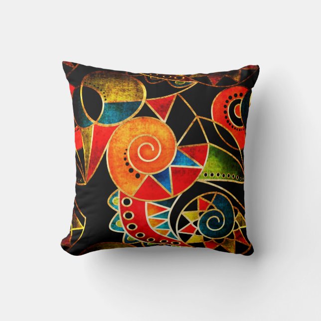 Coussin motif ethnique tribal Abstrait brillant (Recto)