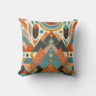 Coussin Motif ethnique tribal africain Terre Multicolores
