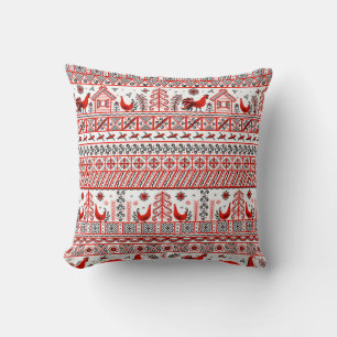 Coussin Motif ethnique tribal rouge homogène