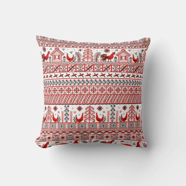 Coussin Motif ethnique tribal rouge homogène (Recto)