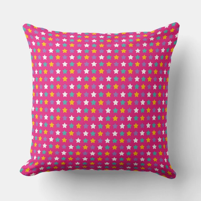 Coussin Motif étoile : blanche, orange et sarcelle (Recto)