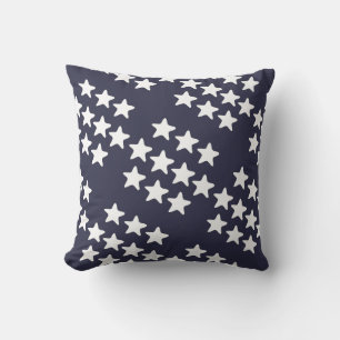 Coussin Motif étoile blanche sur fond bleu foncé