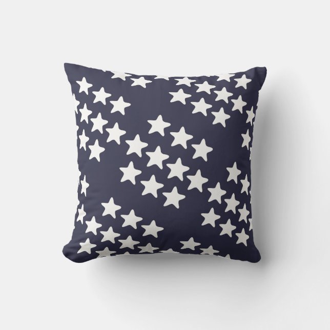 Coussin Motif étoile blanche sur fond bleu foncé (Recto)