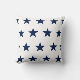 Coussin Motif étoile, bleu et blanc, nautique