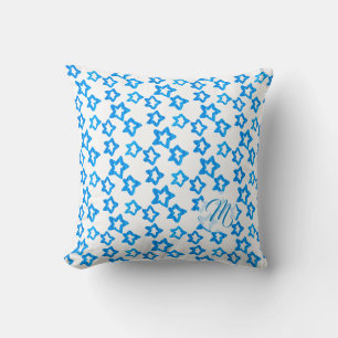 Coussin Motif étoile bleue personnalisé avec monogramme