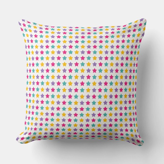 Coussin Motif étoile : Délice violet, jaune et sarcelle (Recto)