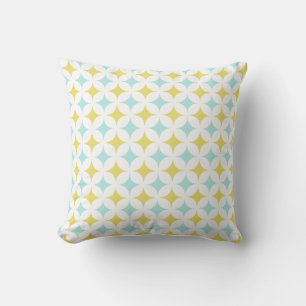 Coussin Motif étoile dorée et bleu clair sur fond blanc