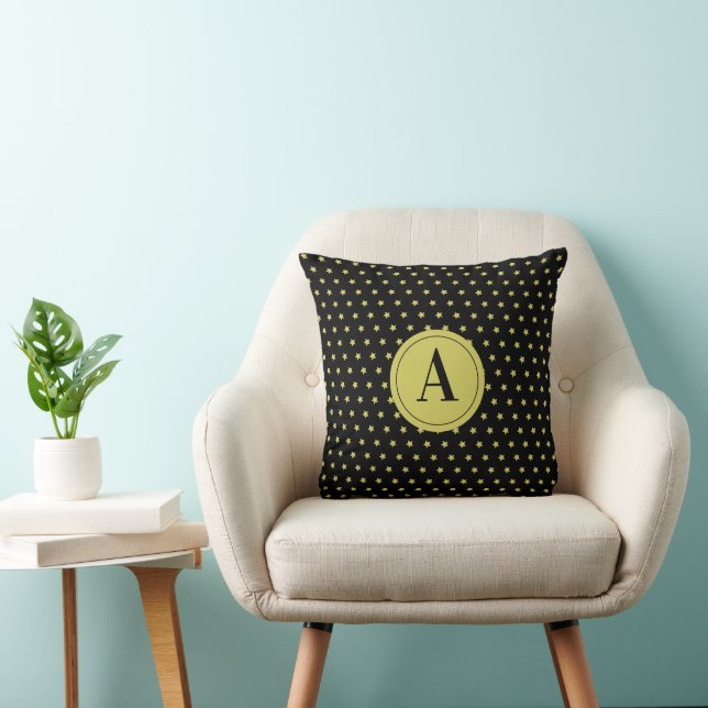 Coussin Motif étoile noir et or élégant (Chaise)