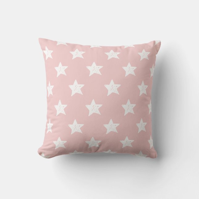 Coussin Motif étoile rose et blanc (Recto)