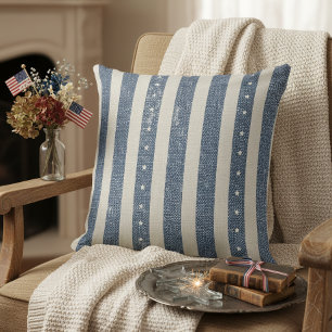 Coussin Motif Étoiles Rayures Americana Vintage ID1306