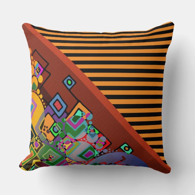 Coussin Motif étroit noir + art abstrait (Recto)
