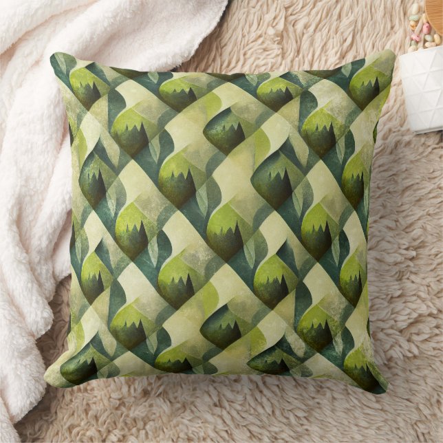 Coussin Motif éventail Art Déco Vert Terreux (6) (Couverture)