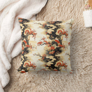 Coussin Motif éventail de fleurs de cerisier japonais (3)