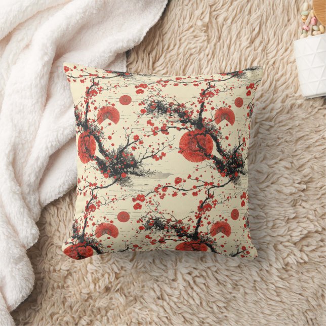 Coussin Motif éventail de fleurs de cerisier japonais (4) (Couverture)